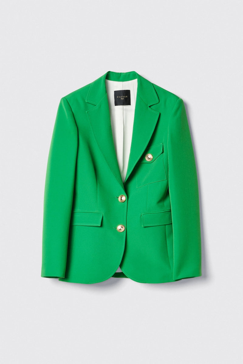 Giacca monopetto sfiancata in cady • Verde - Gaëlle Paris