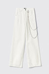 Pantalone boy over loose fit con catene strass • Off white - Gaëlle Paris