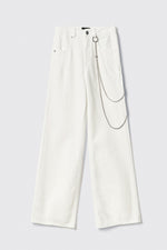 Pantalone boy over loose fit con catene strass • Off white - Gaëlle Paris