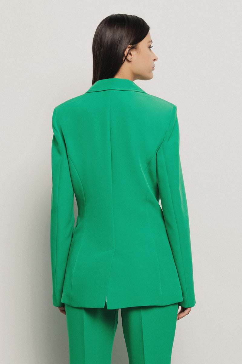 Giacca monopetto sfiancata in cady • Verde - Gaëlle Paris