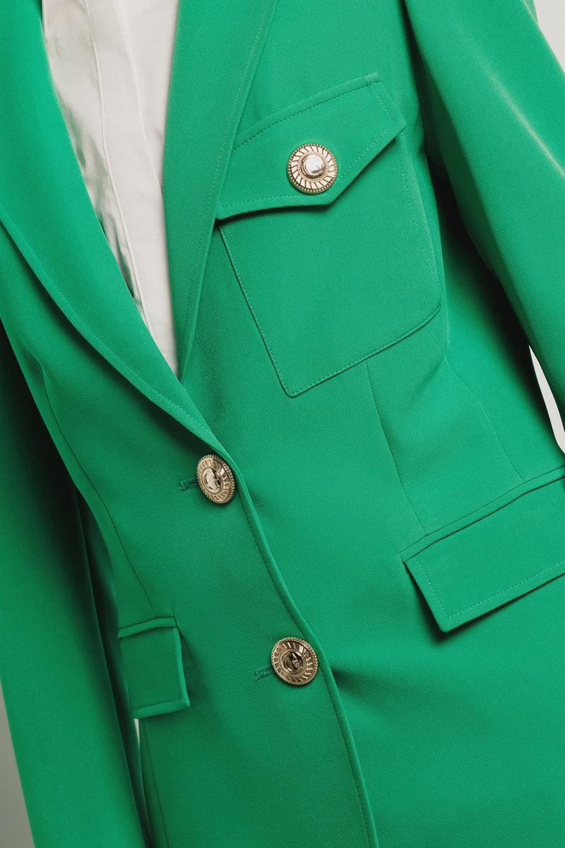 Giacca monopetto sfiancata in cady • Verde - Gaëlle Paris