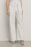 Pantalone boy over loose fit con catene strass • Off white - Gaëlle Paris