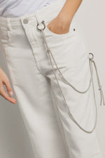 Pantalone boy over loose fit con catene strass • Off white - Gaëlle Paris
