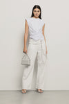 Pantalone boy over loose fit con catene strass • Off white - Gaëlle Paris