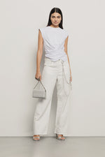 Pantalone boy over loose fit con catene strass • Off white - Gaëlle Paris