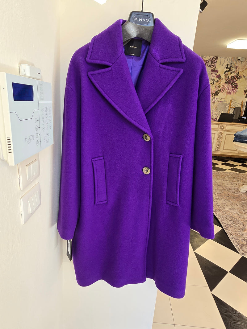PINKO cappotto medio lungo viola in lana