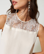 Top in georgette e pizzo Chantilly