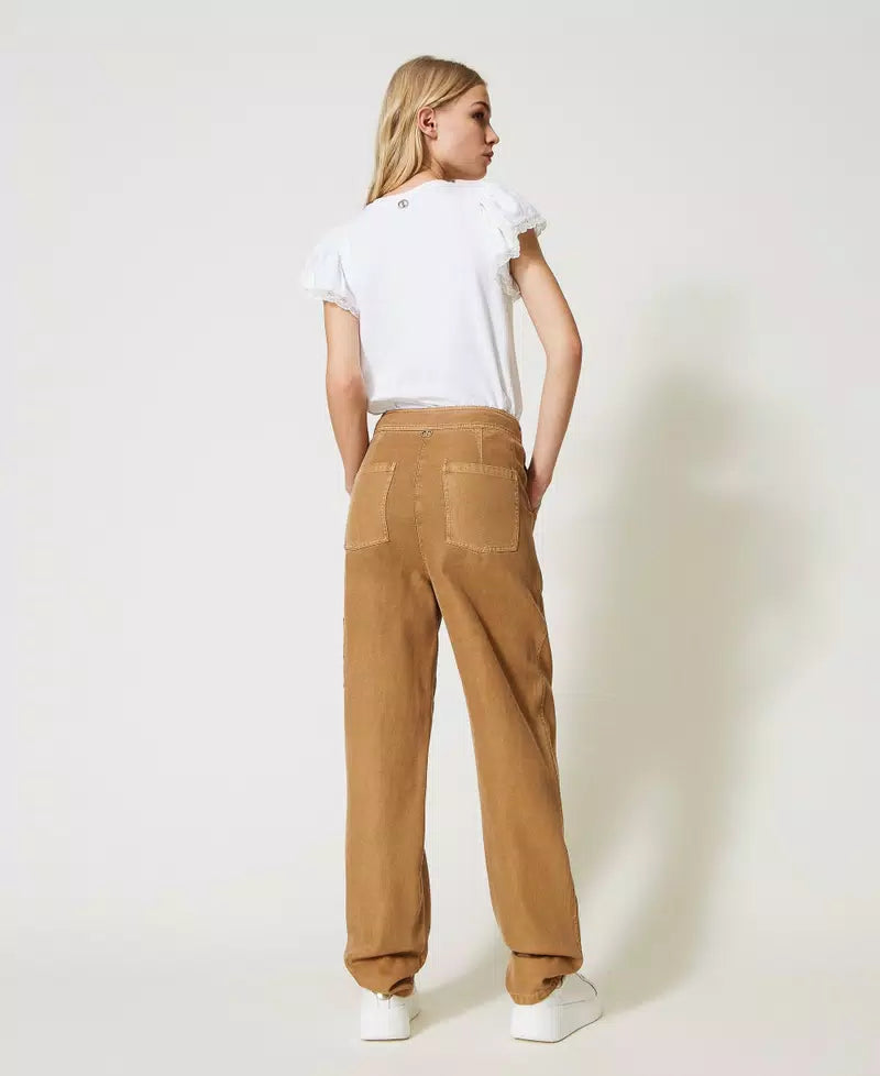 Pantaloni cargo in macramè