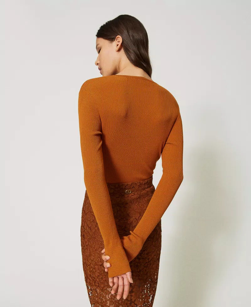Maglia fitted a costine TWINSET