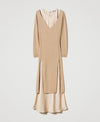 Maxi maglia in misto lana e abito lungo in satin