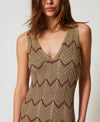 Abito longuette in maglia bicolore