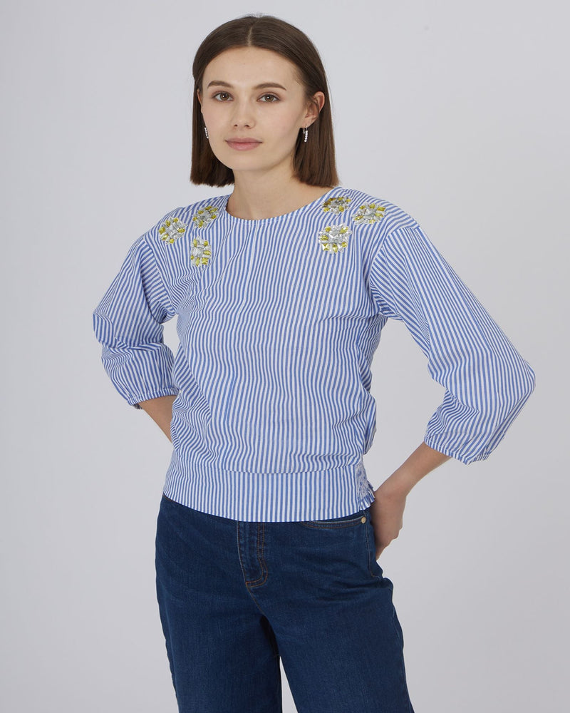 CAMICIA A RIGHE CON APPLICAZIONI