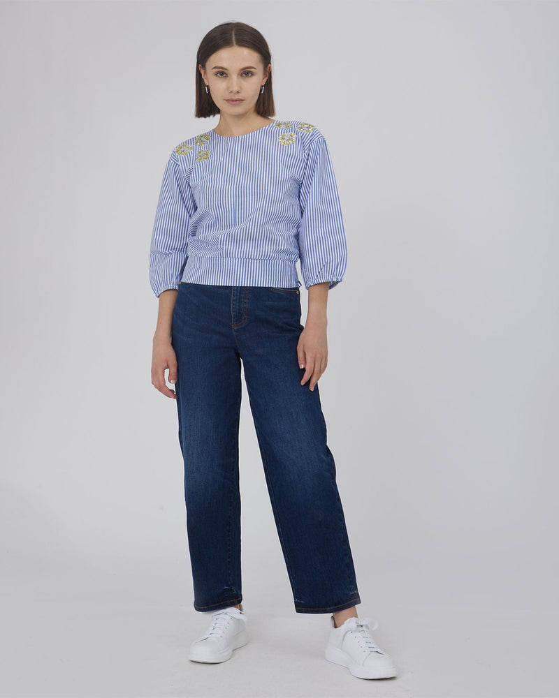 CAMICIA A RIGHE CON APPLICAZIONI