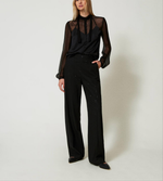 Camicia in raso e chiffon