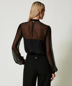 Camicia in raso e chiffon