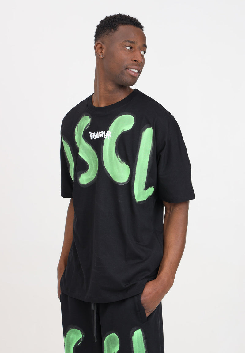 t-shirt nera logo verde