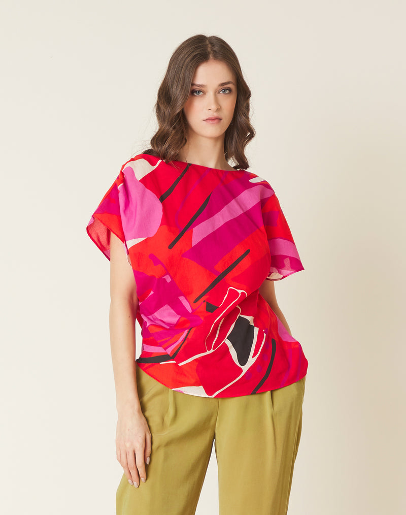 MANILA GRACE
Blusa cotone asimmetrica fantasia
Colore : Fuxia/arancio