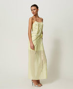 Abito lungo in georgette con ricami