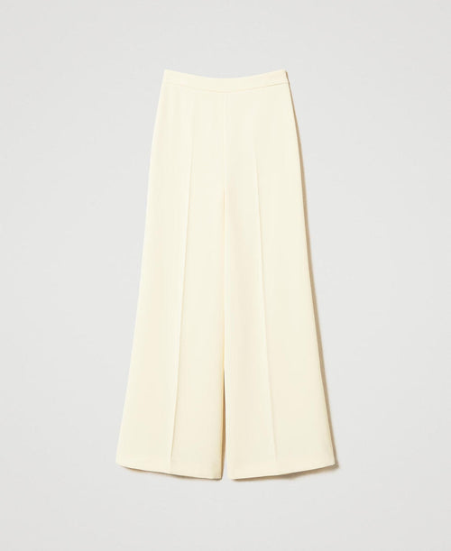 Pantaloni a palazzo in crêpe fluido