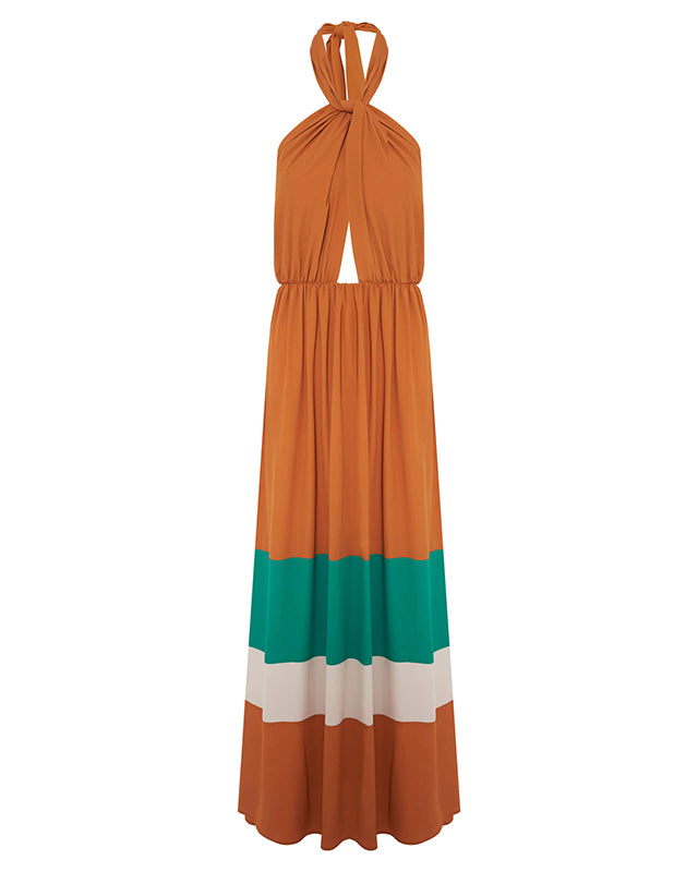 Sfizio Lunga patchwork Vestito con nodo