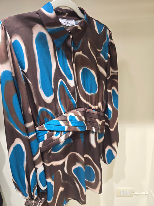 JIJIL Vestito Corto da donna di colore blu e marrone