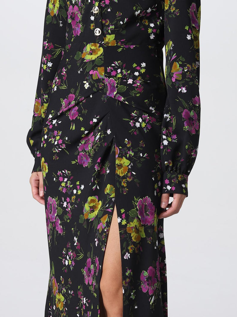 Abito crepe fluido sta black/fuchsia/green
