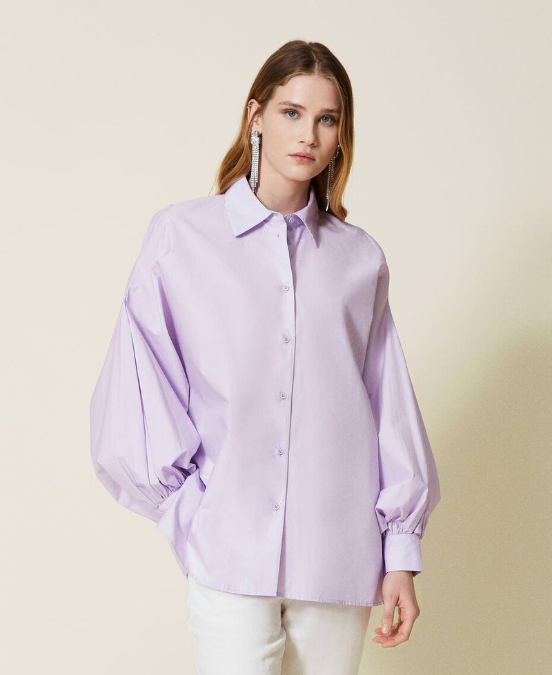 Camicia in popeline con maniche a kimono