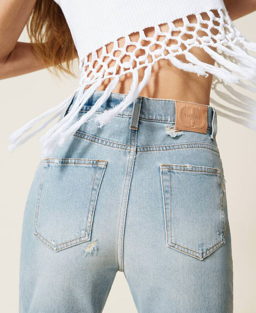 Jeans destroyed carrot a vita alta