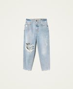 Jeans destroyed carrot a vita alta