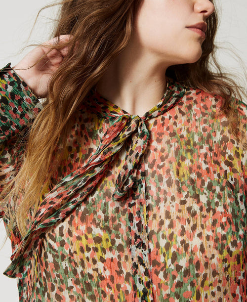 Camicia in creponne animalier