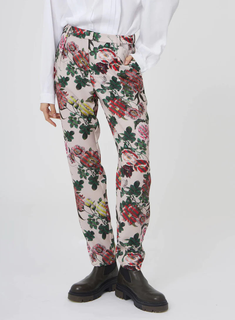 PANTALONI A VITA ALTA CON STAMPA FIORI