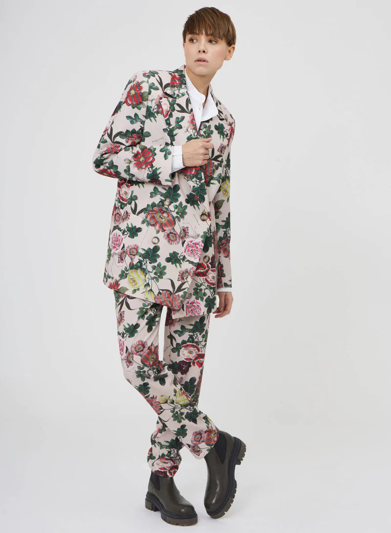 PANTALONI A VITA ALTA CON STAMPA FIORI